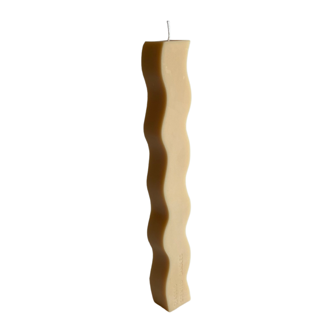 Wavy Pillar Candle - Creme