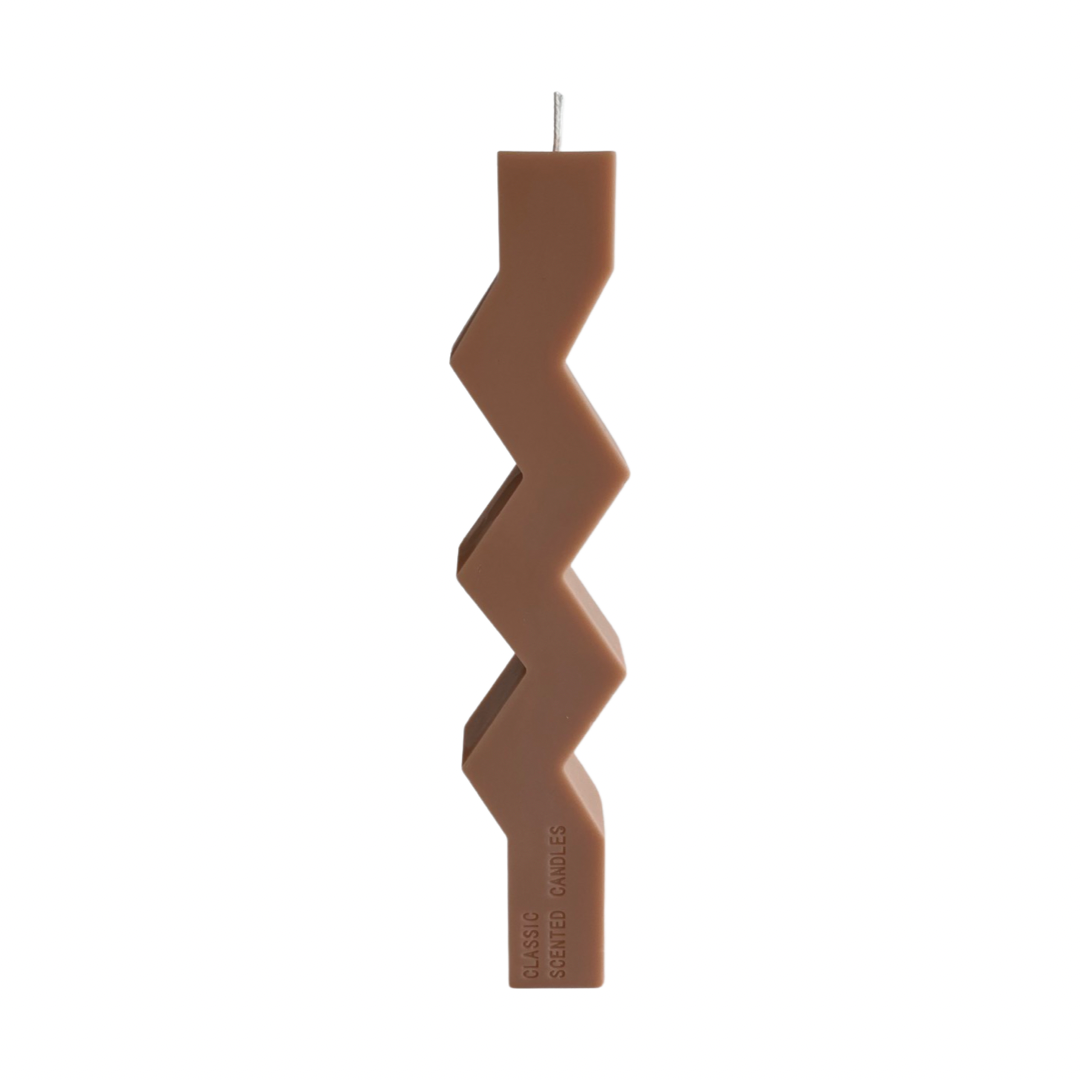 Zig Zag Pillar Candle - Clay