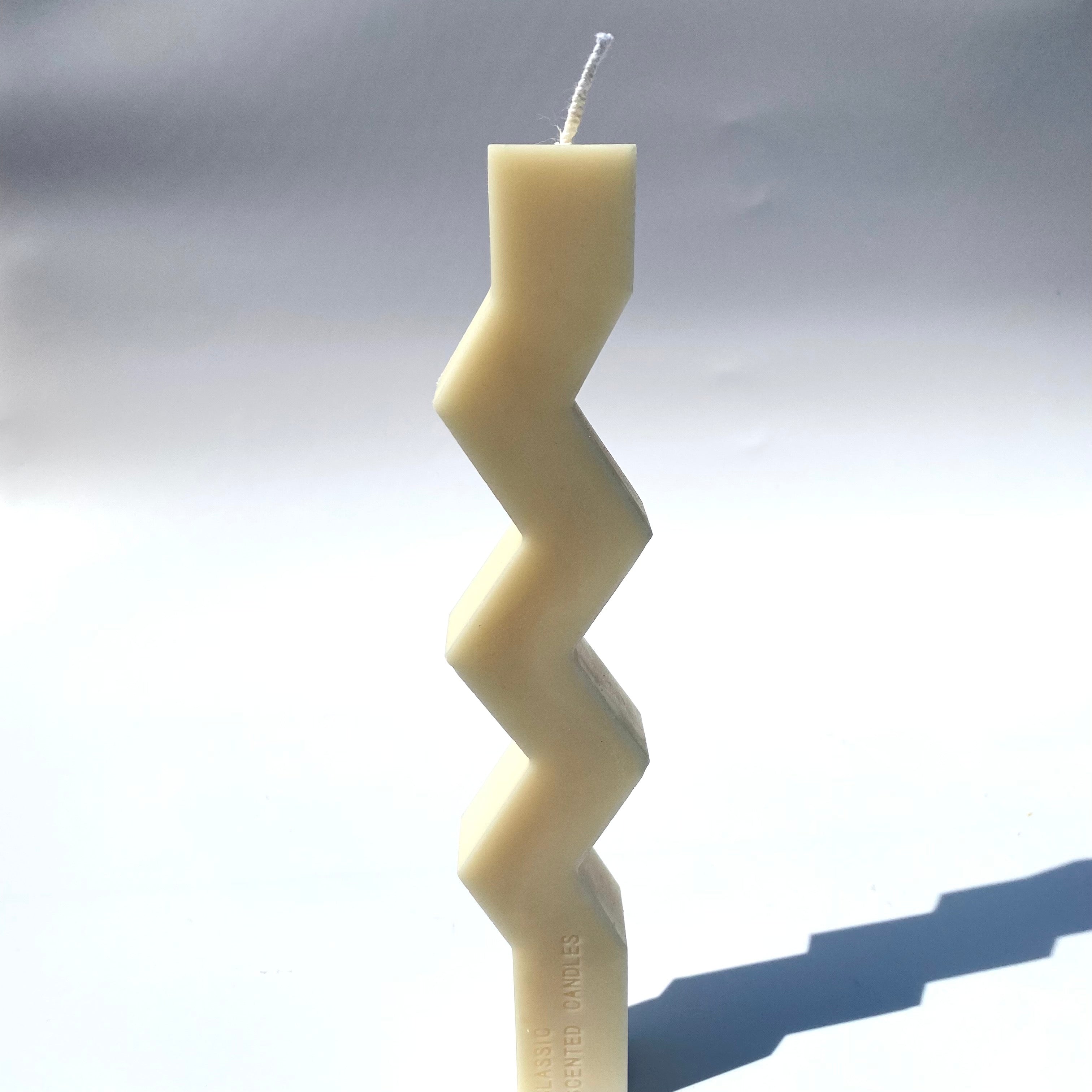 Zig Zag Pillar Candle - White