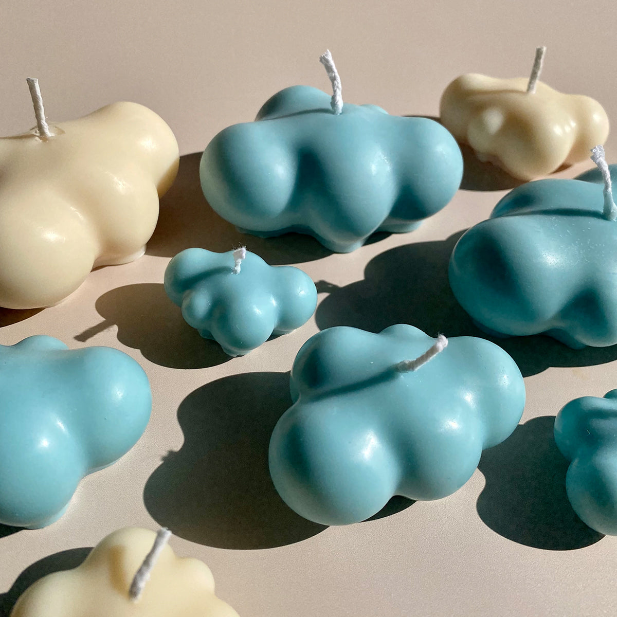 Cloud Candles Set of 3 - Sky Blue