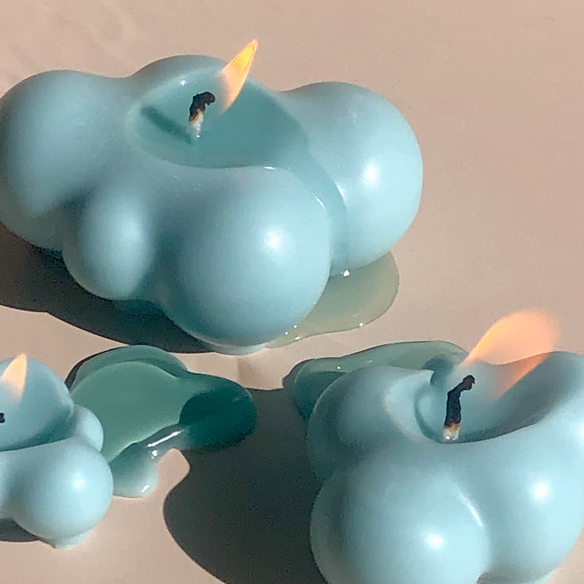 Cloud Candles Set of 3 - Sky Blue