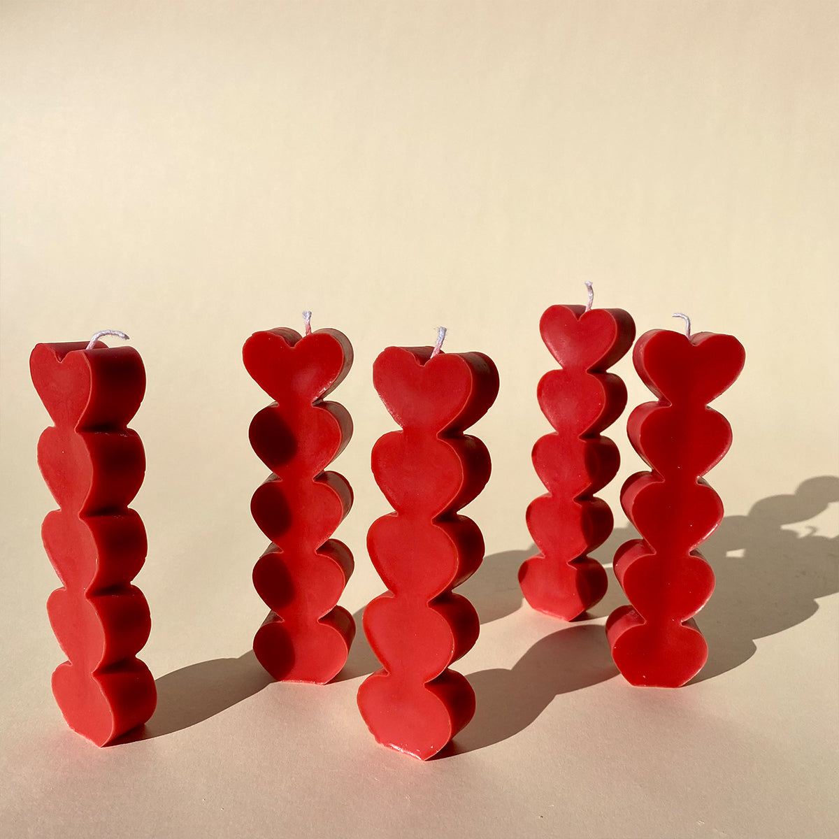 Heart Stack Pillar Candle - Red
