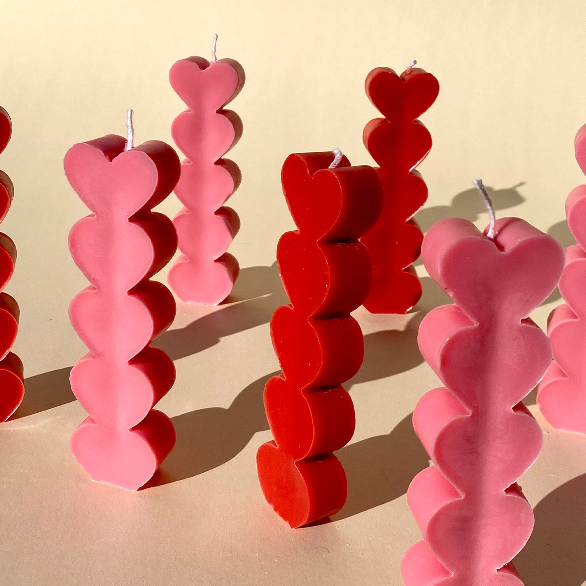 Heart Stack Pillar Candle - Pink