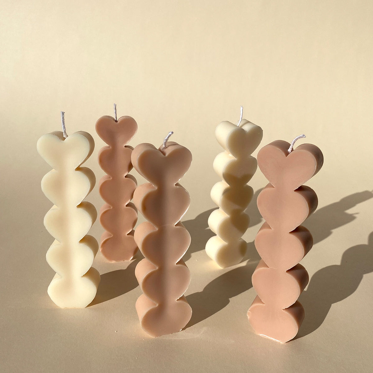 Heart Stack Pillar Candle - White