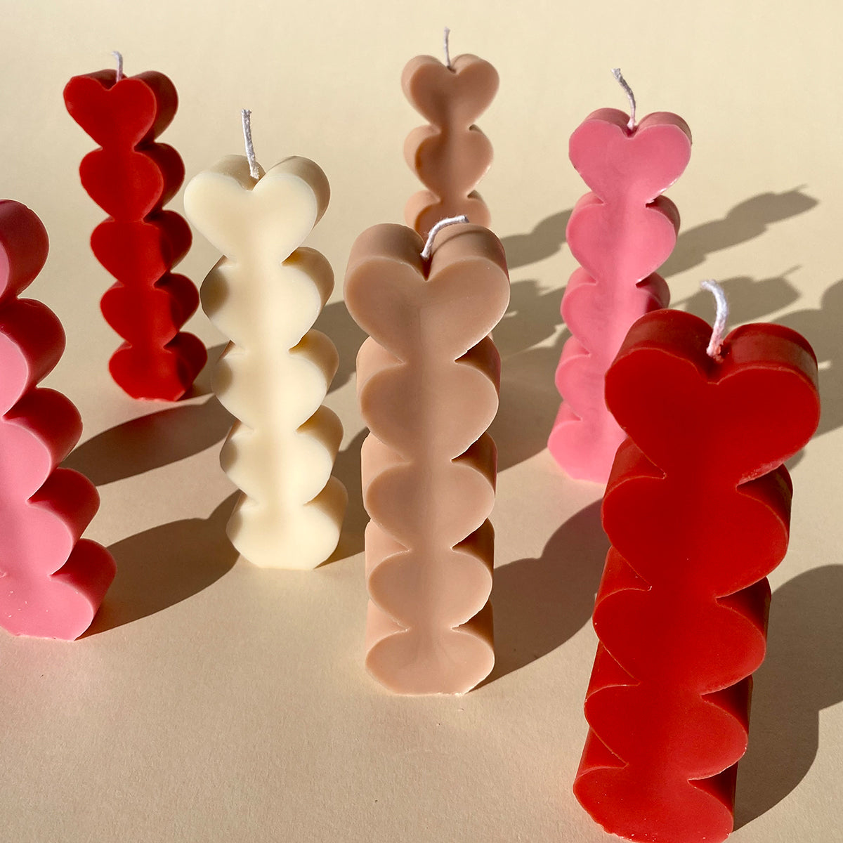 Heart Stack Pillar Candle - Clay