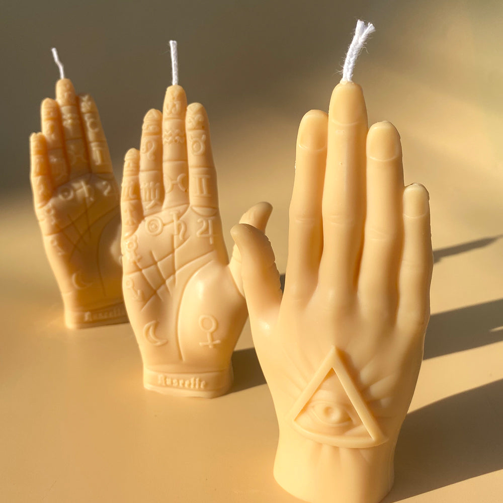 Palmistry Hand Candle - Cream