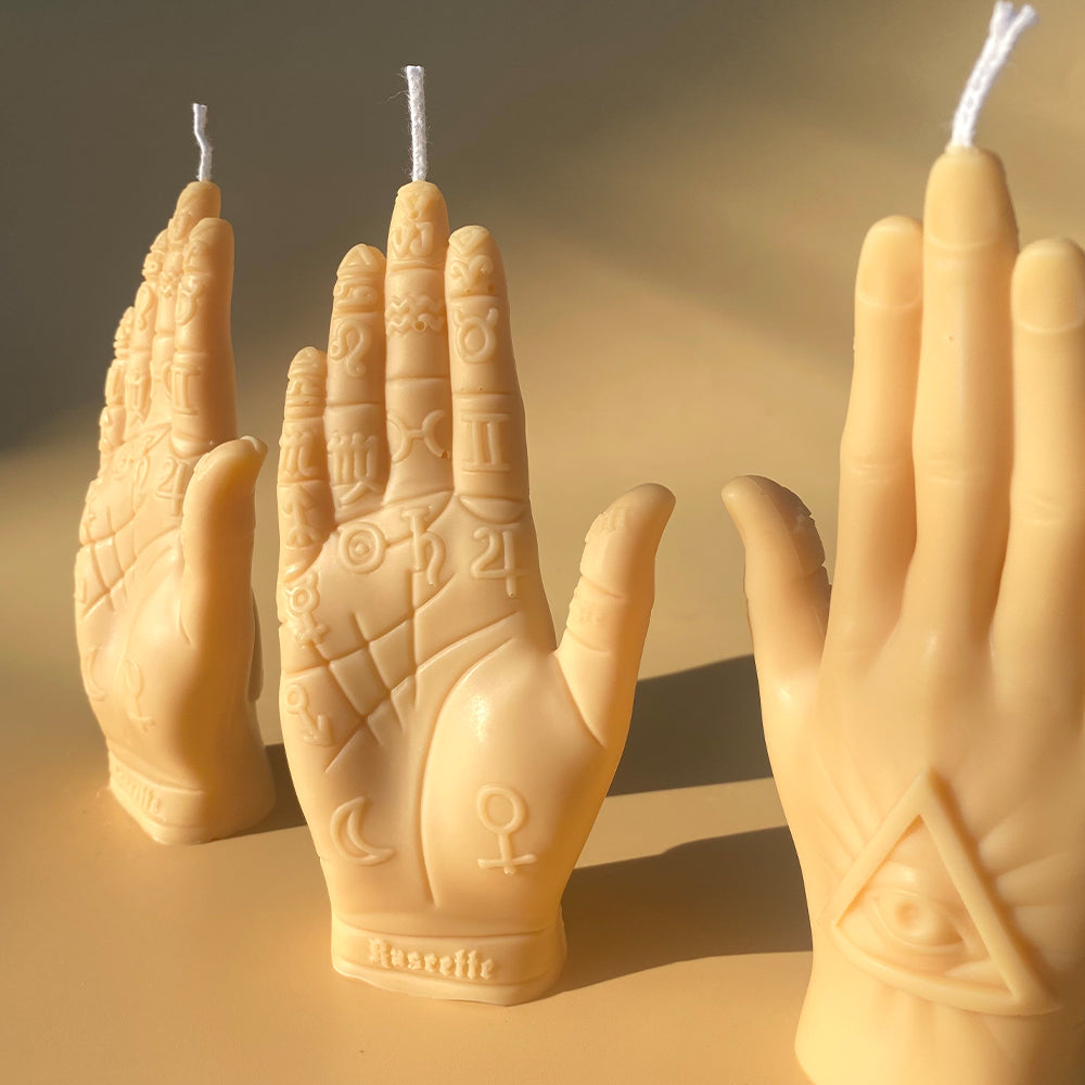 Palmistry Hand Candle - Cream
