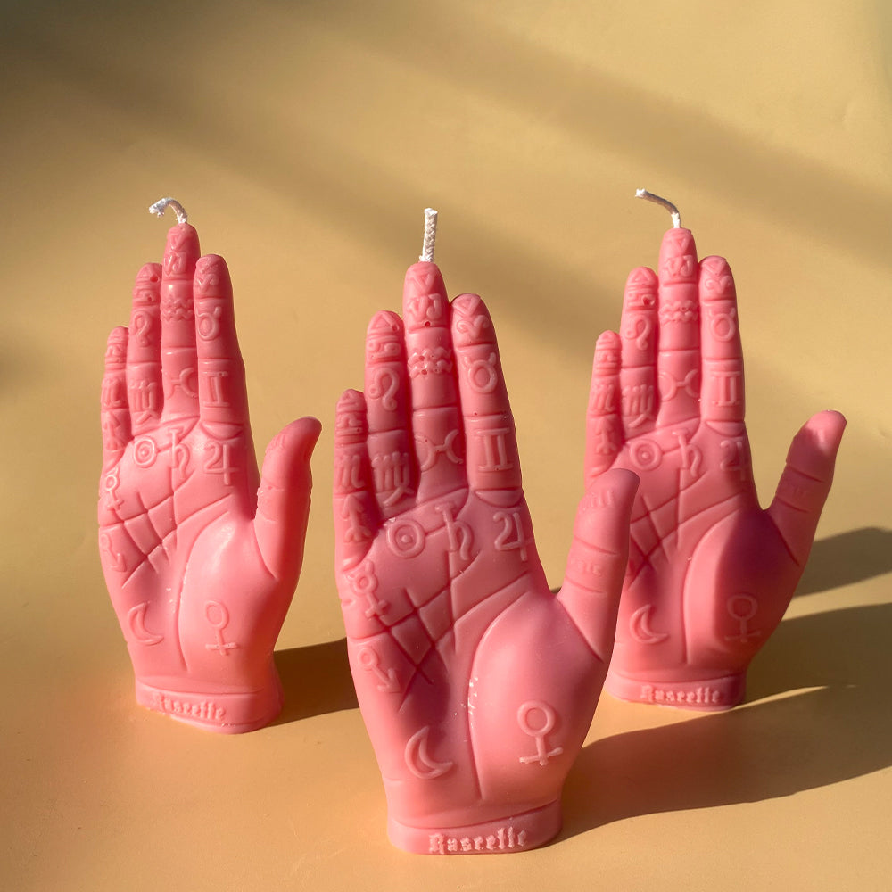 Palmistry Hand Candle - Pink