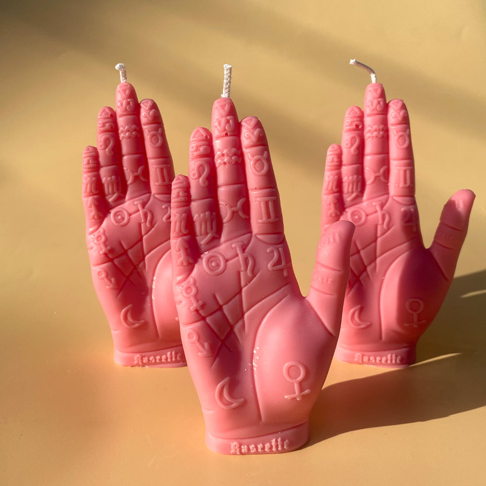 Palmistry Hand Candle - Pink