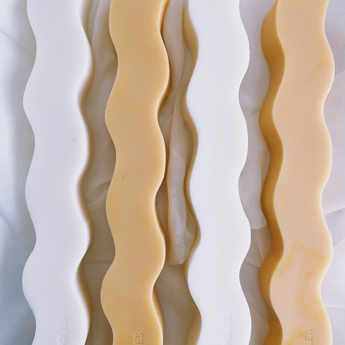 Wavy Pillar Candle - White