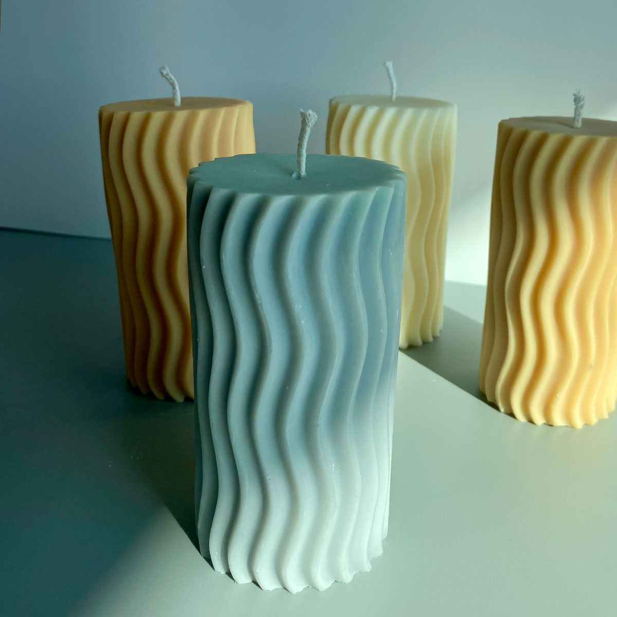 Ripple Pillar Candle - Gray