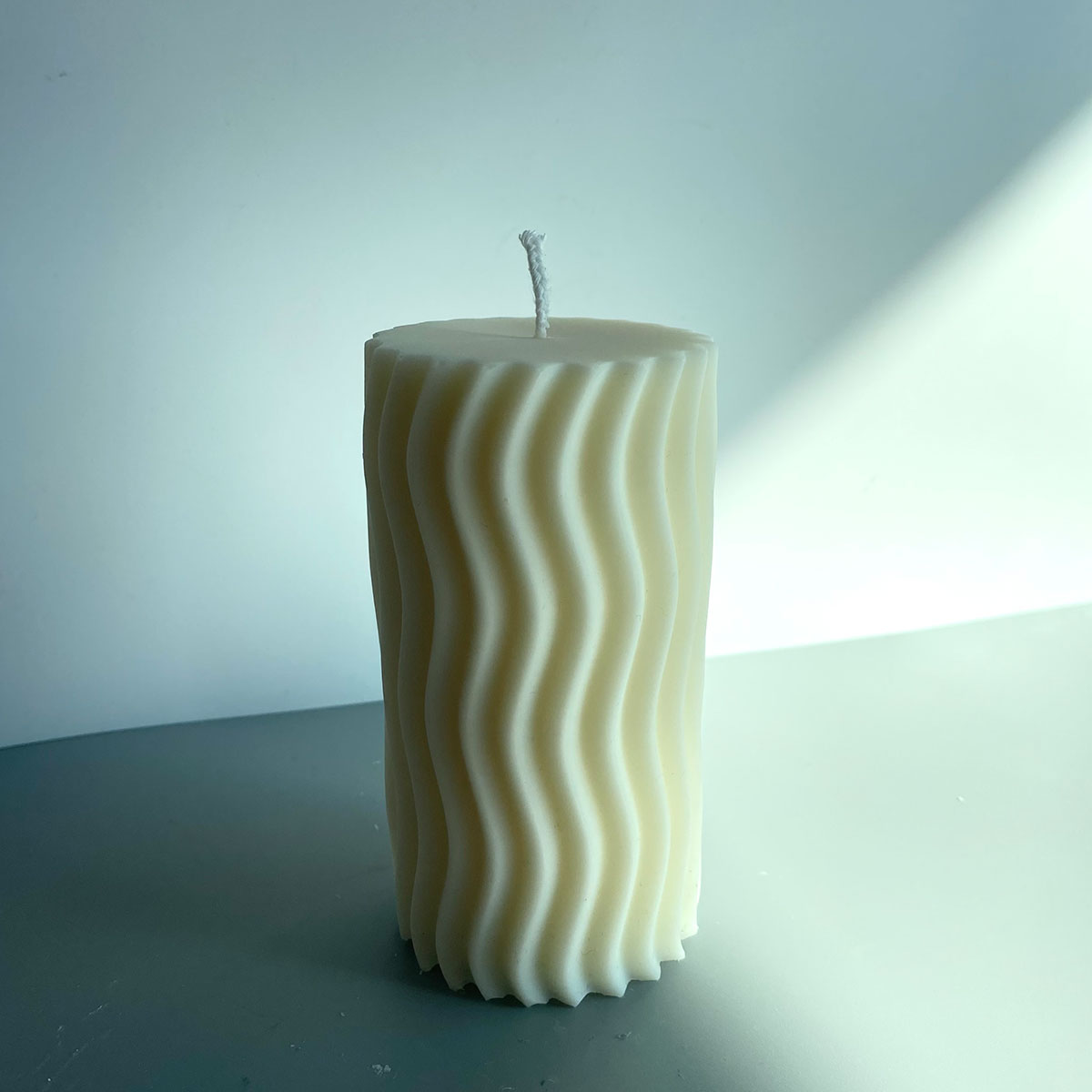 Ripple Pillar Candle - White Wash