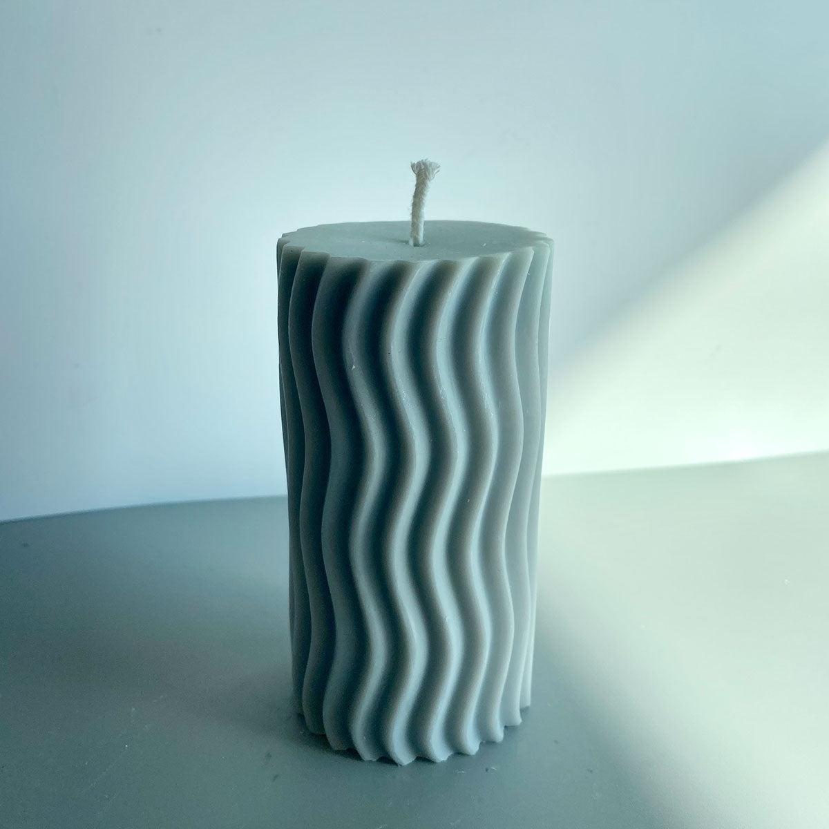 Ripple Pillar Candle - Gray