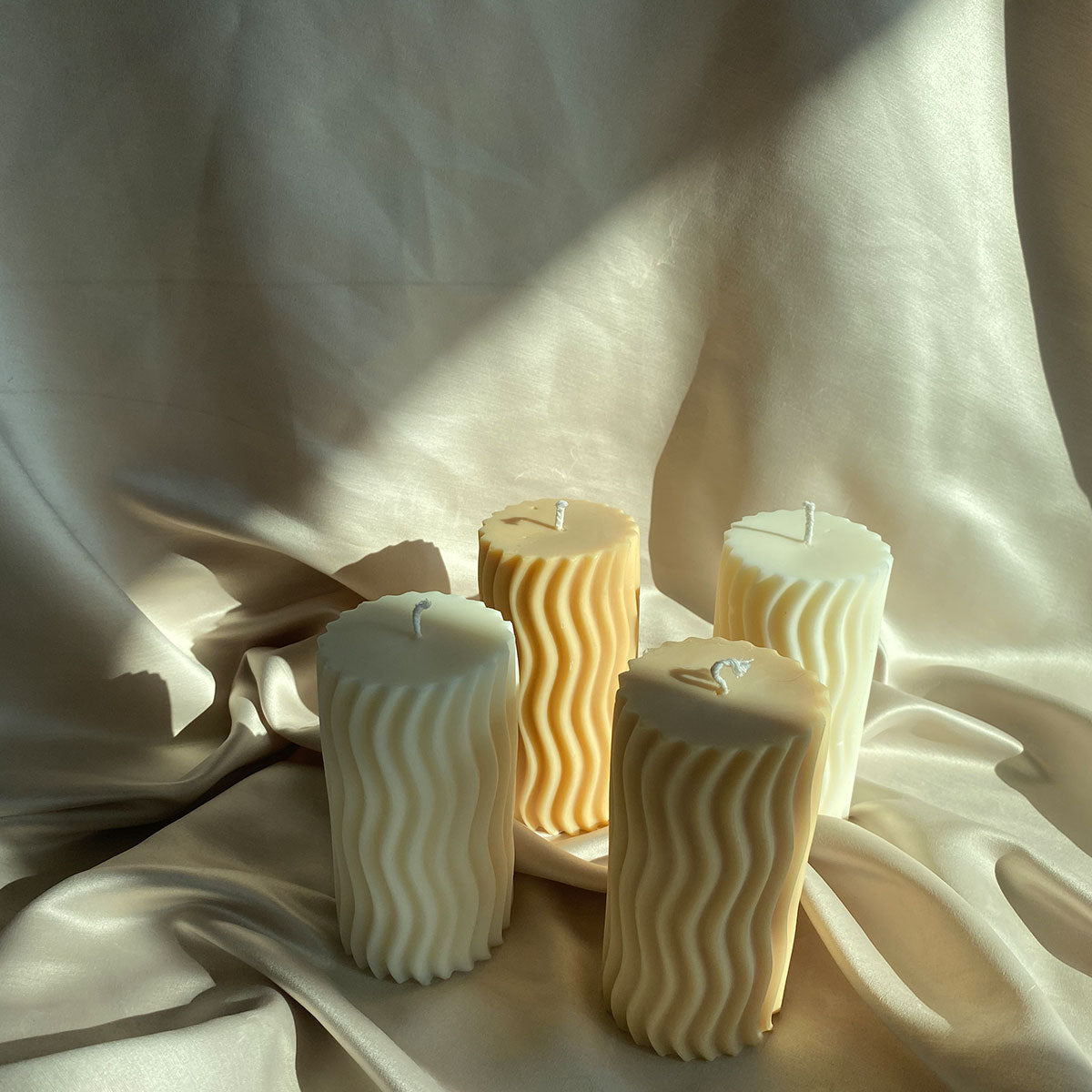 Ripple Pillar Candle - Creme