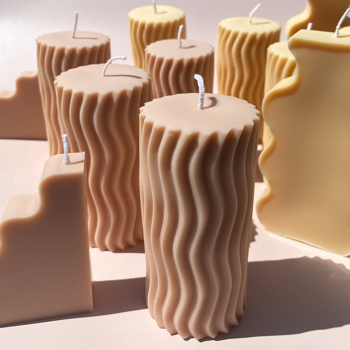 Ripple Pillar Candle - Clay