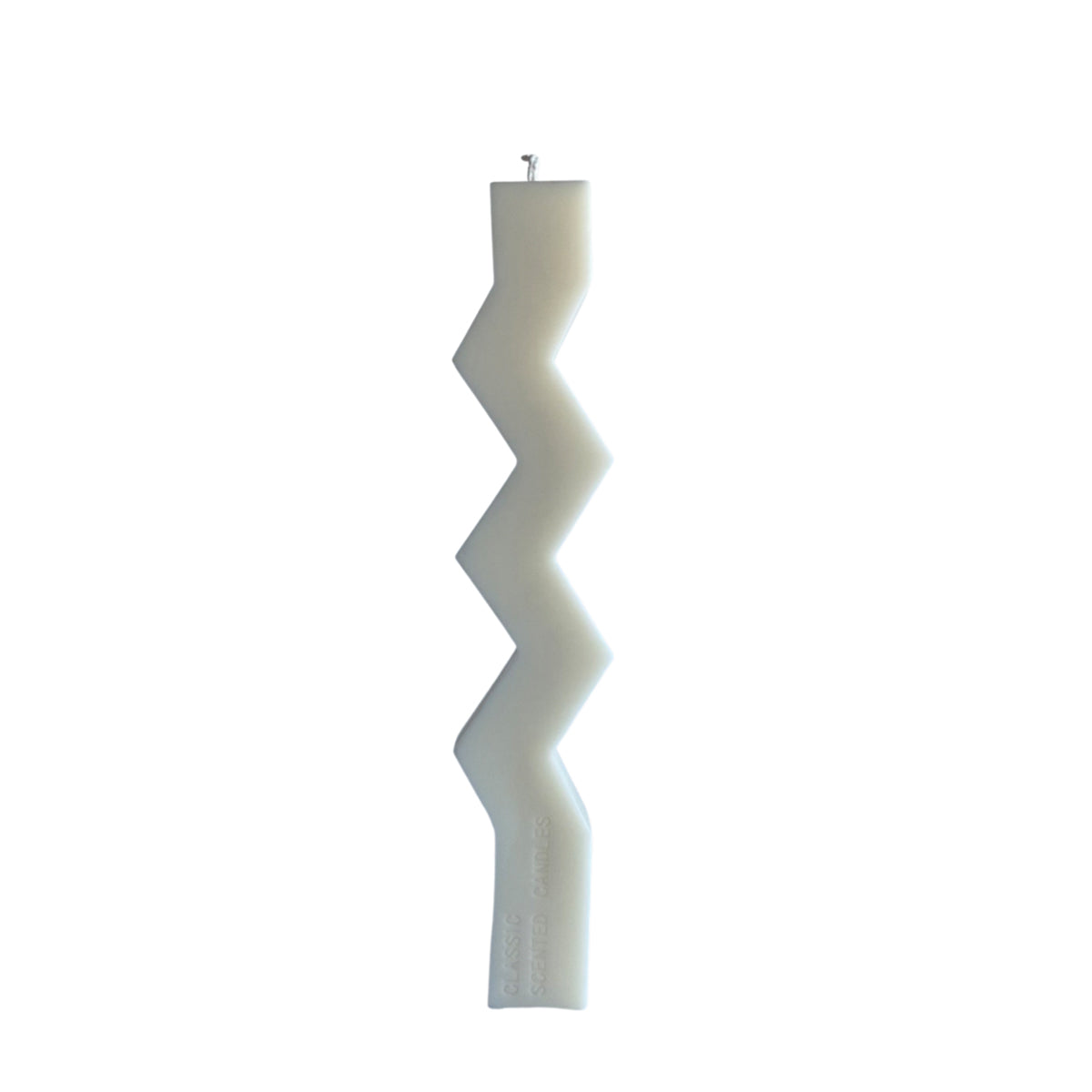 Zig Zag Pillar Candle - White