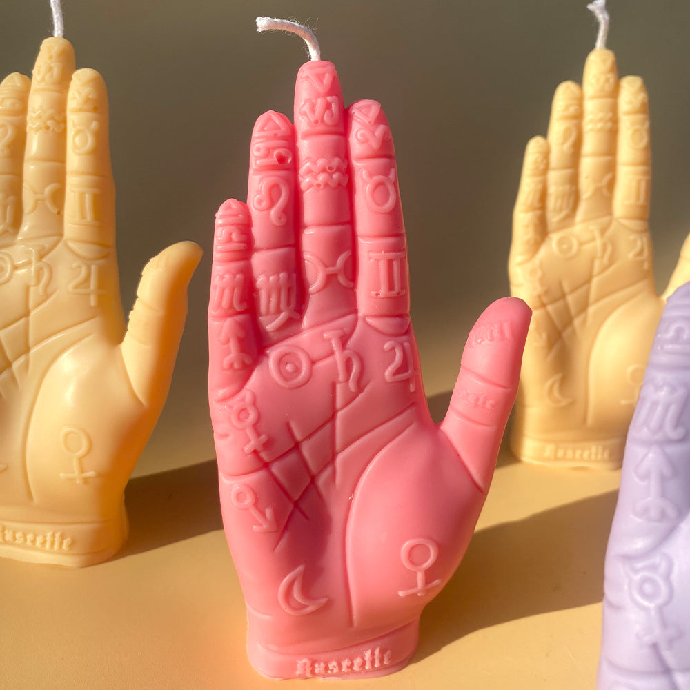 Palmistry Hand Candle - Pink