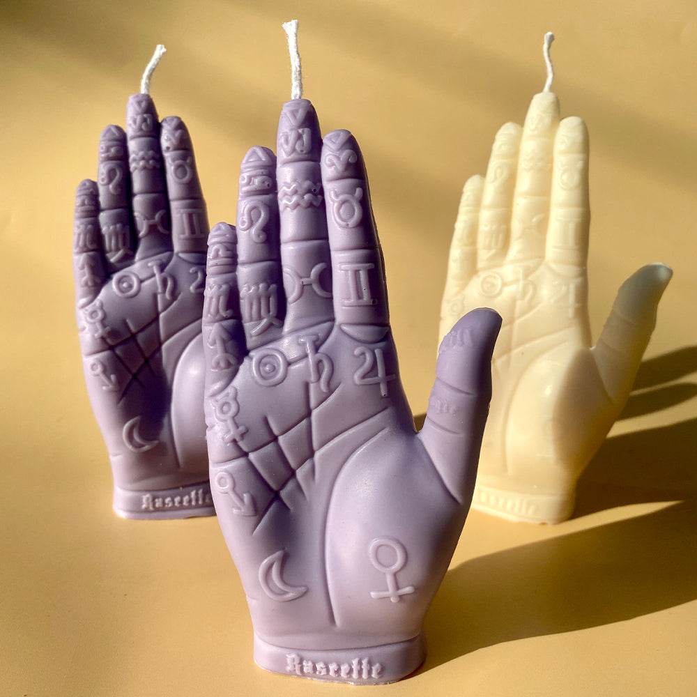 Palmistry Hand Candle - Lilac