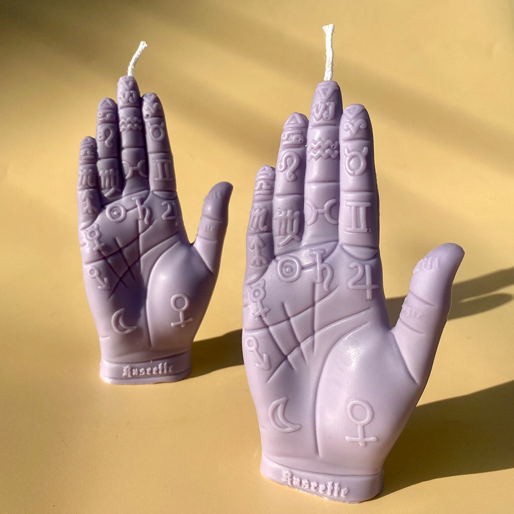 Palmistry Hand Candle - Lilac