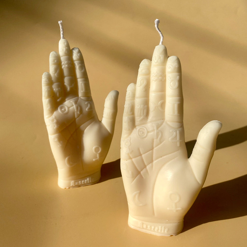 Palmistry Hand Candle - White