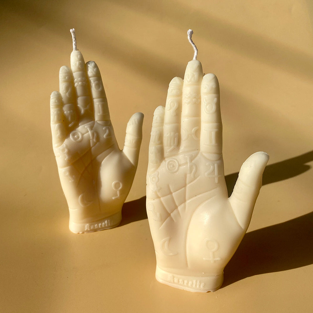 Palmistry Hand Candle - White