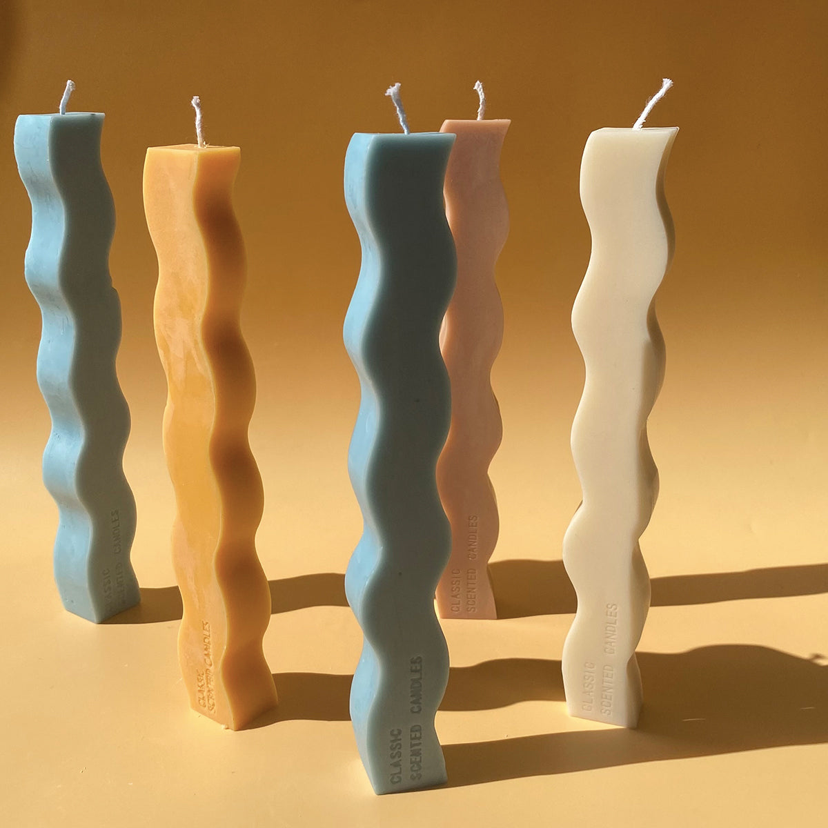 Wavy Pillar Candle - Sky