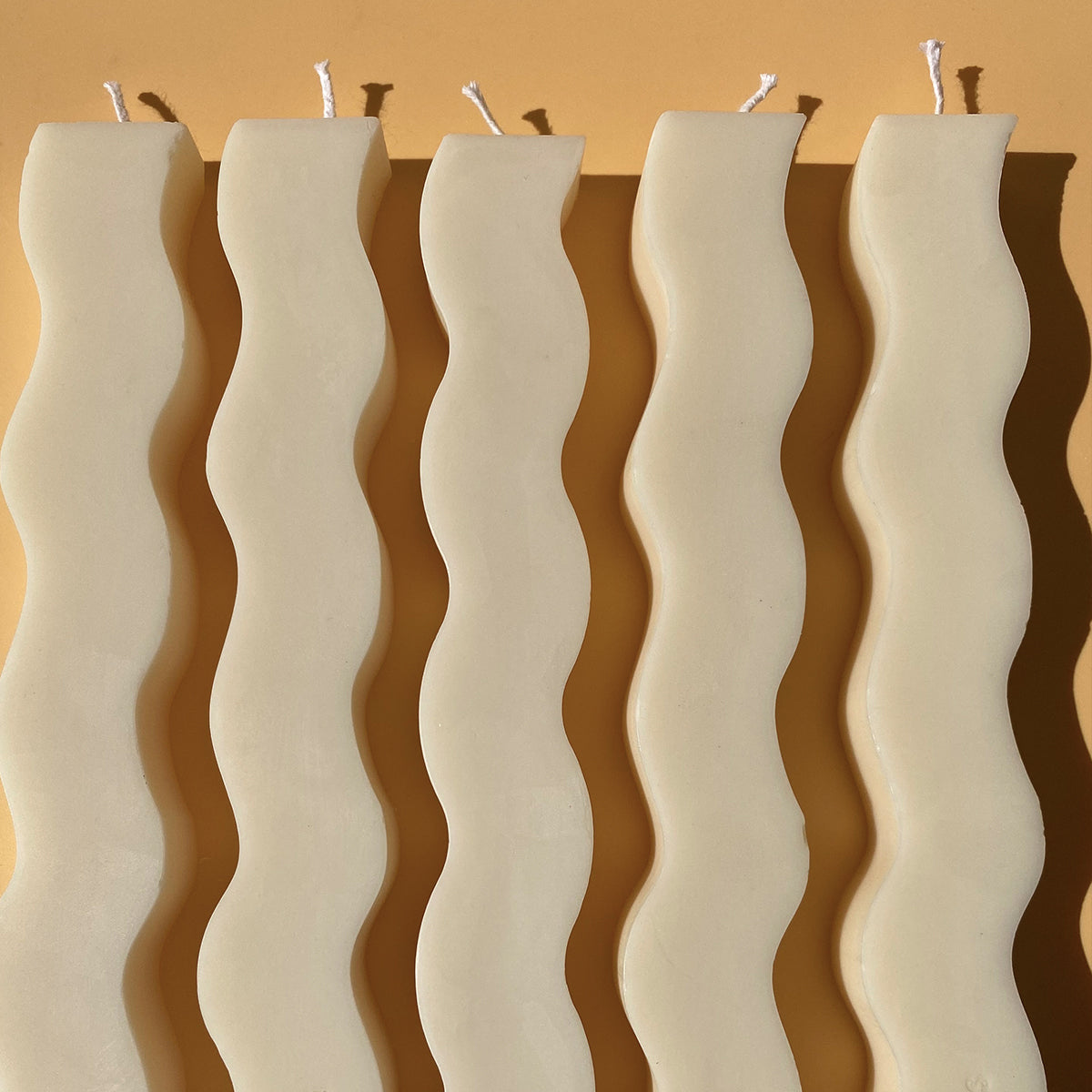 Wavy Pillar Candle - White