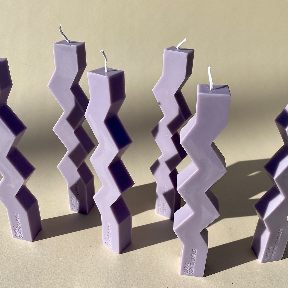 Zig Zag Pillar Candle - Lilac